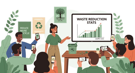 Engaging presentation showing sustainable waste reduction to an audience