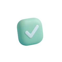Green checkmark icon on a rounded square isolated on transparent background