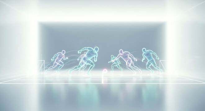 Futuristic Soccer Players in Motion Abstract Design