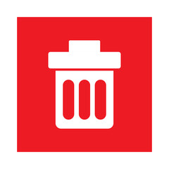 Red square with a delete icon in the center transparent background