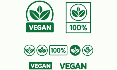 Vegan Icons & Labels And 100% Plant-Based Badges