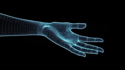 Wireframe Hand Reaching Out