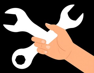 Hand holding a wrench