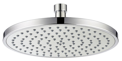 Round Shower Head, Chrome Finish, Isolated on Transparent Background, Bathroom Fixture, Plumbing, shower, rainfall, chrome