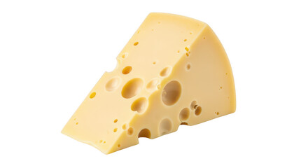 A wedge of swiss cheese isolated on transparent background