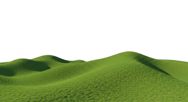 A grassy hills against black sky on transparent background