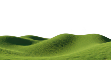 Green hills against black void on transparent background