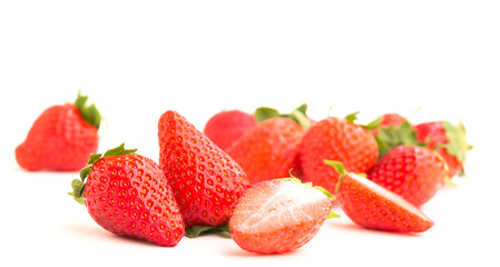 fresh appetizing strawberries on a white background