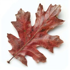 Fototapeta premium Autumn red oak leaf isolated