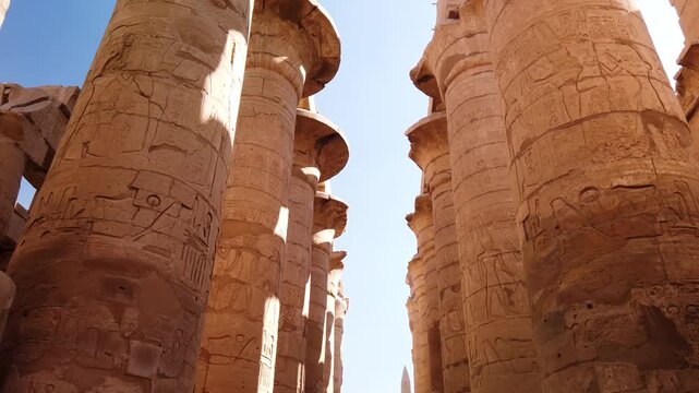 Karnak Temple Columns Egypt &ndash; 4K Cinematic Forward Tracking Shot