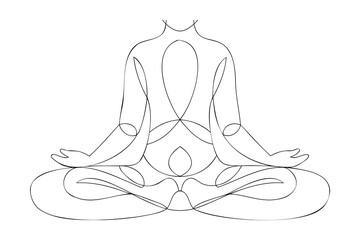 Minimalist continuous line drawing a person meditating in lotus pose Continous line 1