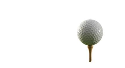 transparent golf ball on a wooden tee, perfectly balanced, low-angle shot against a blurred verdant golf course or modern corporate setting, soft natural daylight, strategic planning concept