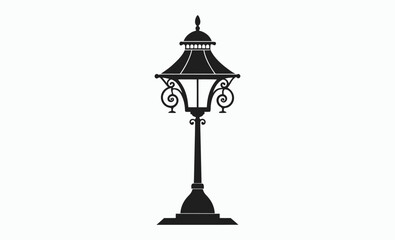 Fototapeta premium Lamp silhouette, table lamp icon, home lighting vector, black and white illustration, interior decor graphic