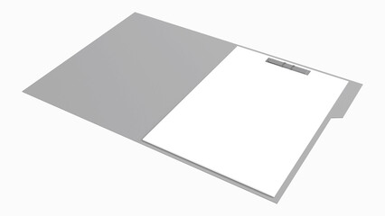 Blank white paper in a gray file