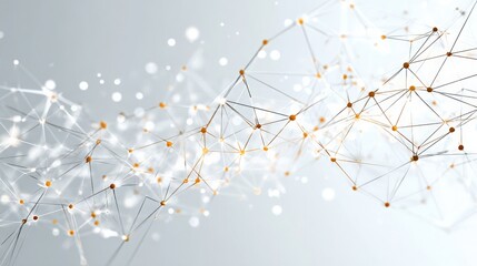 Abstract Network with Orange Spheres and Blurred Light Effects