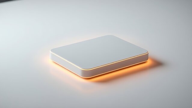 Modern minimalist communication device with sleek rectangular design and glowing edges.