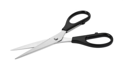 Pair of scissors, black handles, metal blades