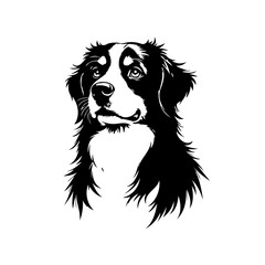 Detailed portrait of a bernese mountain dog breed showcasing its distinct markings and fluffy fur