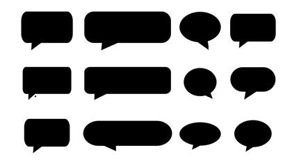 set of black and white speech bubbles