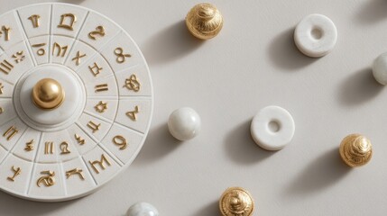 Premium Zodiac Wheel with Golden Astrological Symbols Modern Authentic Astrology Design for Millennial Lifestyle and Social Media Marketing Content