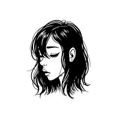 Elegant monochrome portrait of a young woman with a contemplative expression rendered in a