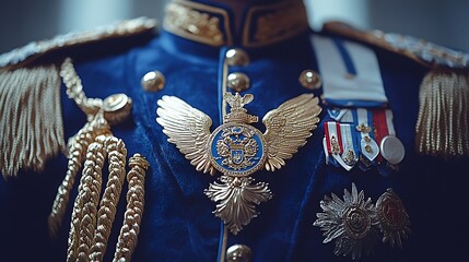 Majestic Military Uniform Detail Gold Insignia  Bravery.