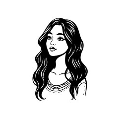 Elegant portrayal of a woman with flowing hair evokes serene beauty and artistic expression