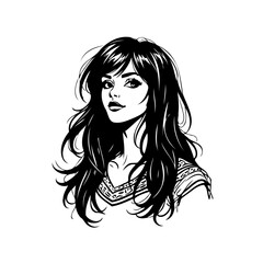 Illustrative portrayal of a captivating young woman with flowing hair exuding natural allure and