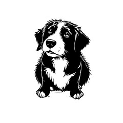 Monochromatic canine portrait showcasing expressive features and intricate fur details in an