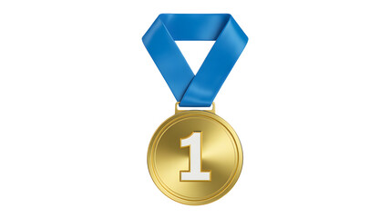 Gold medal first place winner award ribbon achievement success competition victory prize champion best on transparent background