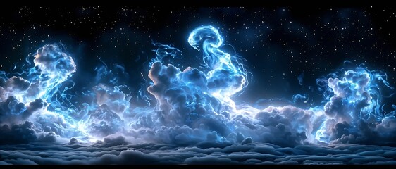 Fototapeta premium Celestial Nebula: This image showcases a captivating nebula formation. Swirling clouds of celestial gas and dust glow with vibrant hues, creating an otherworldly scene that evokes a sense of wonder. 