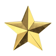gold metallic star isolated on transparent background 3d