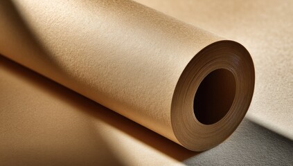 Rolled beige paper, shallow depth of field