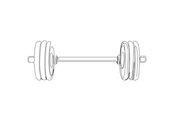 Continuous one line drawing Fitness Equipment Dumbbell Barbell