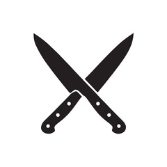 Knife with metal blade and handle isolated on white background for kitchen use