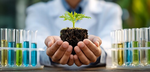 Biotechnology innovation focused on environmental sustainability and conservation, highlighting eco solutions, green science, and advanced research for a healthier planet.