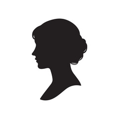 Silhouettes of people heads including man woman and girl