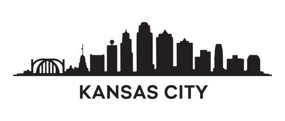 Fototapeta premium KANSAS CITY Missouri USA City Skyline Vector. Vector black silhouette. with white background