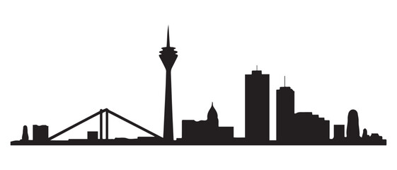 Fototapeta premium Dusseldorf City Skyline Silhouette Vector. Vector black silhouette. with white background