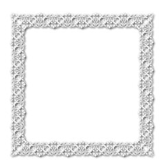 White beautiful vintage vector frame on a white background. SVG