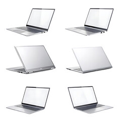 Sleek modern laptops displayed in a grid arrangement transparent background