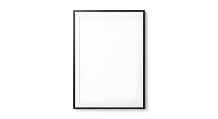 Minimalist black-framed blank picture or poster isolated on a white background for copy space