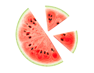 Sweet Slices of Summer: A vibrant, top-down shot captures the refreshing allure of a watermelon, sliced into perfect portions, the seeds a subtle reminder of nature's bounty.