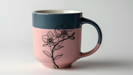 cup with floral pattern on a white background