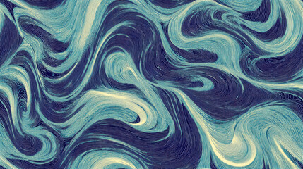 Fototapeta premium Abstract pattern of swirling lines in blue and cream tones creating a dynamic flowing texture