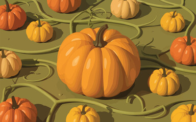 Flat pumpkin background vector illustration