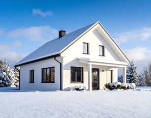 Modern house in winter snow