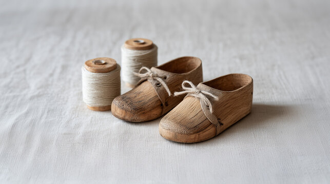 Handmade artisan inspiration with shoemaking symbol and textile materials