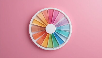 Obraz premium Soft pastel color wheel displayed against a bright pink backdrop. 