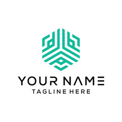 Hexagon shaped logo design. Abstract hexagonal vector symbols, 